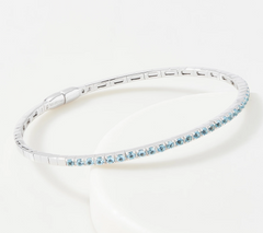 Affinity Gems Sterling Silver Bangle Bracelet, Blue Topaz, Small