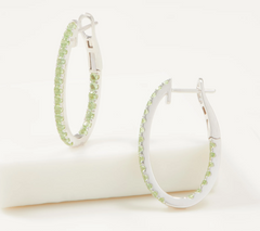 Gemstone Inside Out Oval Peridot Hoop Earrings