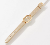 Isaac Mizrahi Live! Metallic Golden Leather Strap Octagon Watch