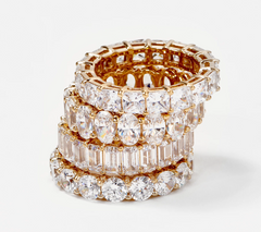 Diamonique 14K Gold Clad Oval Cut Eternity Band Ring, Size 5