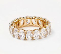 Diamonique 14K Gold Clad Oval Cut Eternity Band Ring, Size 5