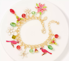 Kirks Folly Poinsettia Cardinal Charm Bracelet