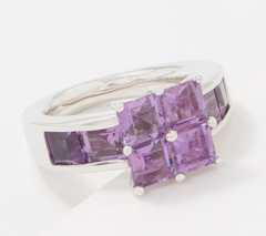Gemstone Sterling Silver Square Cut Amethyst Ring Size 7