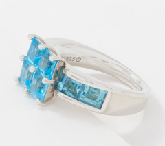 Gemstone Sterling Silver Square Cut Swiss Blue Topaz Ring Size 8
