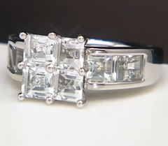 Gemstone Sterling Silver Square Cut White Topaz Ring Size 8