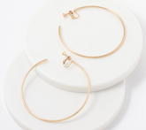 Vince Camuto 3" Clip-On Gold Tone Hoop Earrings