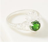 JMH Jewelry Sterling Silver Claddagh Green Chrome Diopside Ring Size 8