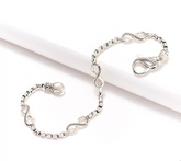 JAI Sterling Silver Infinity Symbols of Love Box Chain Station Bracelet Avg