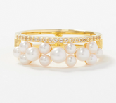 Honora Gold Clad Sterling Silver Cultured Pearl & White Topaz Ring, Size 7