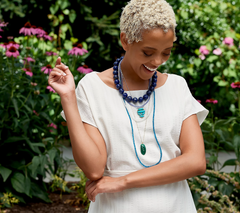 Affinity Gems Sterling Silver Tanzanite Beaded  Necklace, 18"