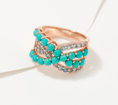 Affinity Gems Sleeping Beauty Turq and Gemstone Ring, Plated Sterling, Size 9