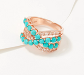 Affinity Gems Sterling Silver Turquoise & White Topaz Band Ring Size 8