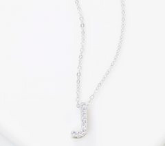 Diamonique Bitty Initial "J" Necklace, Sterling Silver
