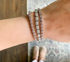 Diamonique Oval Simulated Morganite Sterling Silver Bracelet, 8"