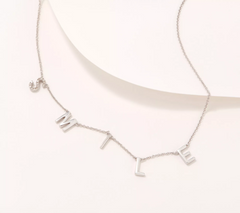 Affinity Sterling Silver Diamond "Smile" Script Necklace 20"L