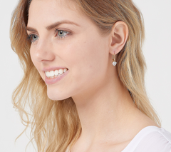 Diamonique Gold Clad Sterling Silver 100-Facet Heart Cut Lever Back Earrings