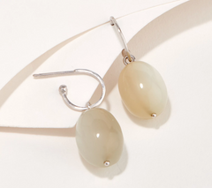 Affinity Gems White Moonstone Bead Drop  Sterling Silver Earrings