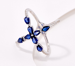 Affinity Gems  Sterling Silver Precious Sapphire Criss-Cross Ring, Size 8