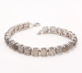 Affinity Gems Oval Cut Grey Moonstone Line Bracelet Sterling Silver, 6-3/4"