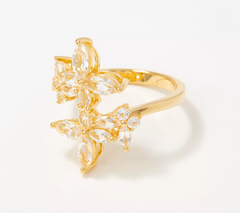 White Topaz 14K Gold Plated Flower Ring Size 11