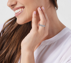 Diamonique x Zaxie Silver Tone Brass Pave Eternity Band Ring Size 9