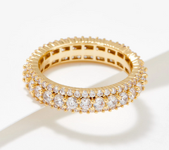 Diamonique x Zaxie Gold Tone Brass Pave Eternity Band Ring Size 8