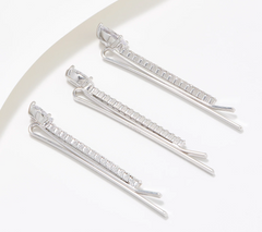 Diamonique x Zaxie Silver Tone Brass Sparkly Bobby Pin Set
