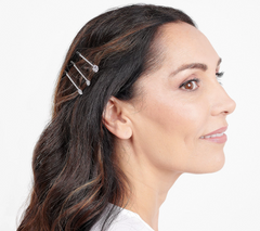 Diamonique x Zaxie Silver Tone Brass Sparkly Bobby Pin Set