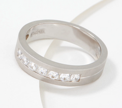 Diamonique Platinum-Clad Round Channel-Set Men's Ring, Size 9