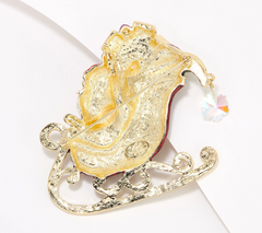 Kirks Folly Santa's Magical Sleigh Couture Goldtone Pin Pendant