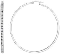 Stainless Steel Crystal Hoop Earrings