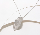 Italian Silver Textured Leaf Necklace 18" Rhodium-Plated Sterling Silver