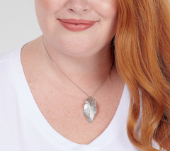 Italian Silver Textured Leaf 18" Sterling Silver Necklace