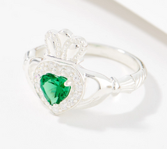 Anillo Claddagh de plata de ley con forma de corazón de JMH Jewelry, talla 7