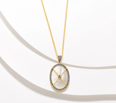 Freida Rothman Sterling Silver GP Mother of Pearl CZ Necklace 27"