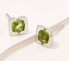 Affinity Gems Cushion Cut Gemstone  Sterling Silver Stud Earrings