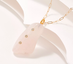 Aura by Paige Novick Sterling Silver Rose Quartz & Diamond Necklace, 18"