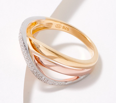 Affinity Diamonds Sterling Silver 0.10 cttw Tri-Tone Ring, Size 5