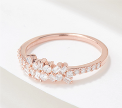 Affinity Roseclad Sterling Silver Diamond Mixed Cut Band Ring Size 6