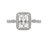 Diamonique Sterling Silver Emerald Cut Engagement Ring Size 9