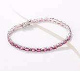 Generation Gems Oval-Cut Pink Rhodolite Tennis Bracelet Sterling silver, 7-1/4"
