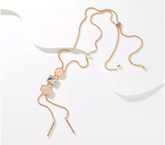 Susan Graver Rose Quartz Multi-Stone & Crystal Drop Necklace with Toggle Closure