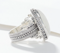 Artisan Crafted Sterling Silver Oval Moonstone Ring, Size 10