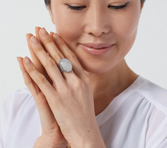 Artisan Crafted Sterling Silver Oval Moonstone Ring, Size 10