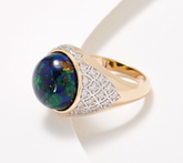 Generation Gems Goldclad Sterling Silver Domed Azurite Cabochon & White Zircon Ring, Size 7