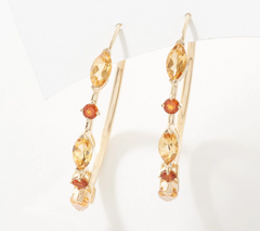 Affinty Gems Gold-Clad Sterling Silver Oval & Round Madeira Citrine Ombre Hoop Earrings