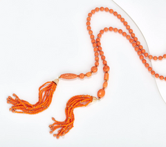 Joan Rivers Double Coral Tassel Beaded Necklace