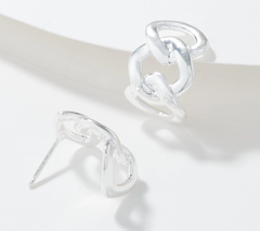 UltraFine Silver Polished Curb Link Earrings