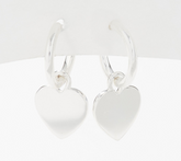 UltraFine Silver Heart Motif Petite Hoop Earrings