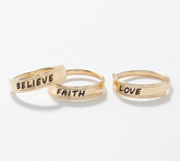 Italian Silver Goldclad Sterling Silver S/3 Polished Inspiration Rings, Size 6